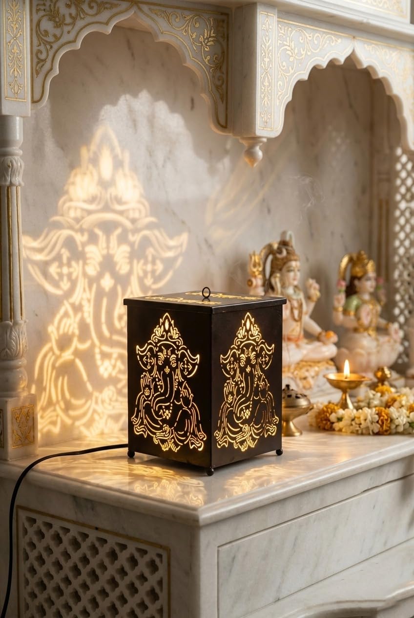 Elegant Design Aroma Diffuser/Burner with 10 ml Aroma Oil | Made by Galvanized Metal (Lord Ganesha)