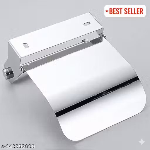 Vinayak SS Toilet Paper Holder with Lid | Durable Wall-Mount Tissue Roll Stand | Rustproof, Stylish & Easy Installation (Chrome Finish)