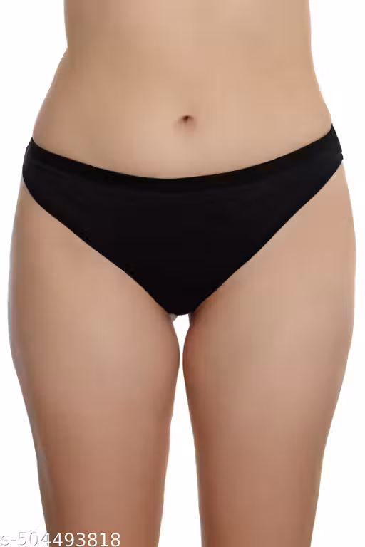 Women's Black Cotton Bikini Panty | Mid Rise Soft Stretchable Everyday Brief | Comfortable Innerwear
