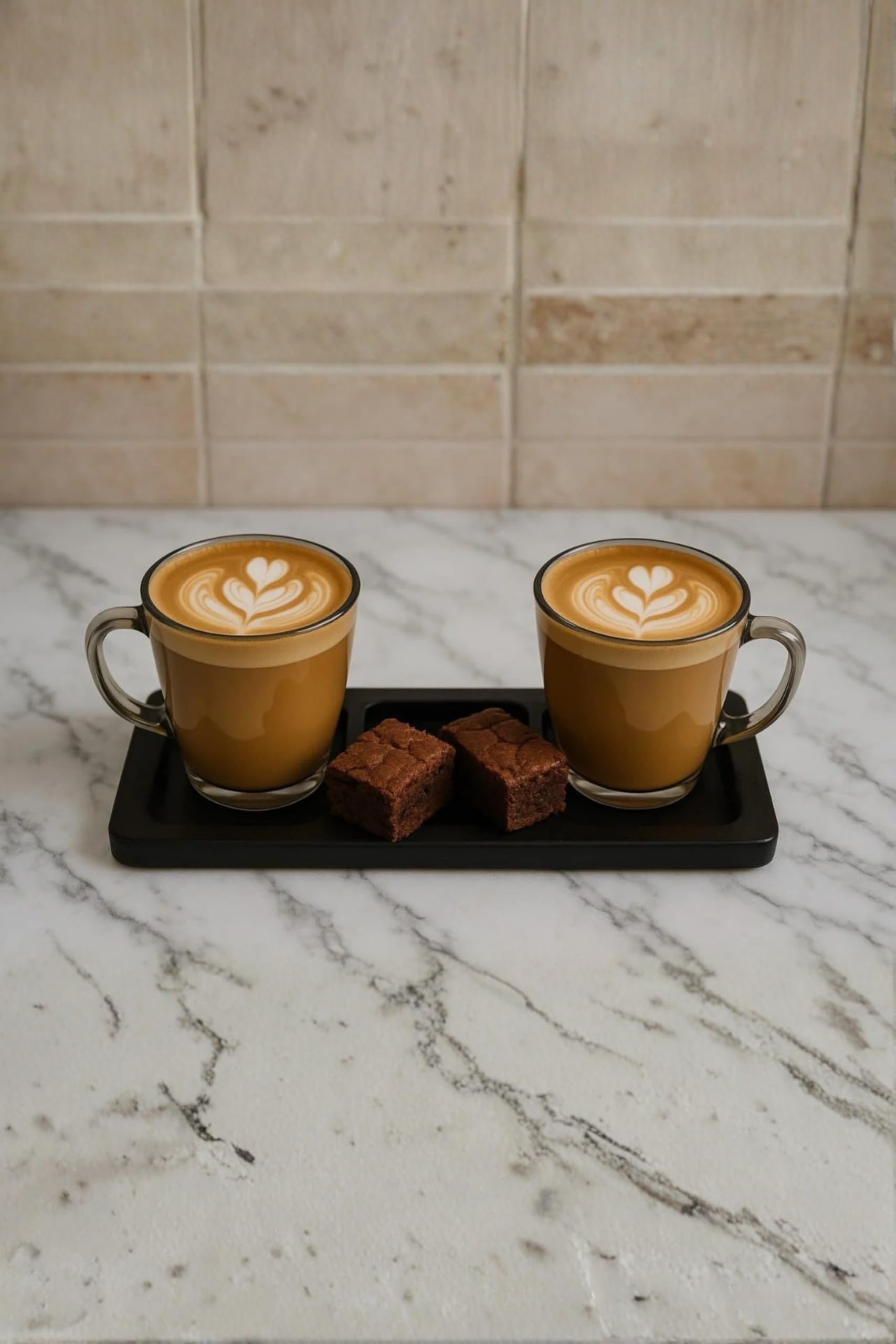 Premium Double Wall Glass Mug Set of 2 with Handles & MDF Serving Tray | Borosilicate Transparent Cups for Coffee, Tea, Juice, Smoothies, Hot & Cold Beverages | Stylish Drinkware for Home