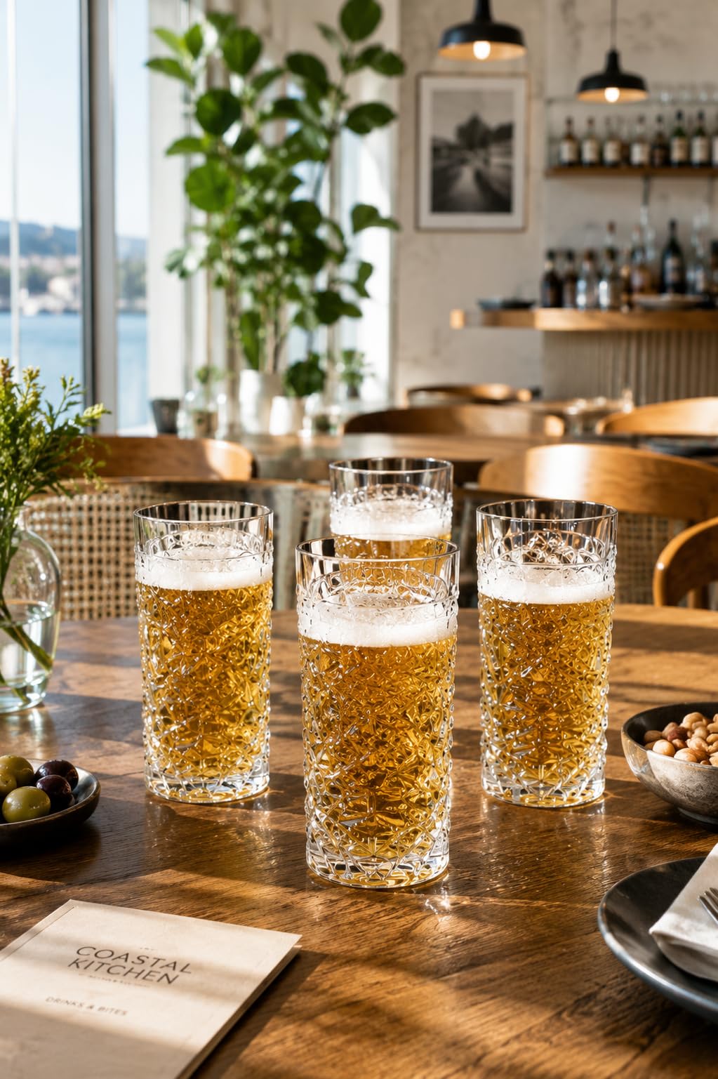 Glass Tikki Beer Mug,Heavy Beer Mugs Set, 16oz Glass Mugs with Handle, Beer Glasses for Freezer, 500ml Beer Drinking Glasses, Traditional Stein for Bar, Alcohol (500 ML, 4)