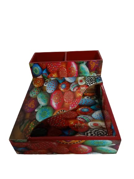 MDF Wooden Organizer Spoon Stand for Home & Kitchen | Spoon and Napkin Holder for Dining Table_Multicolor 2