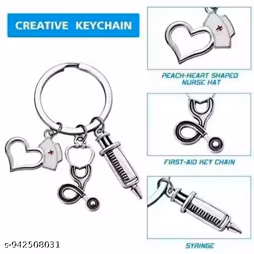 Fancy Virom Men Silver Metal Love Keychain (Pack-1)