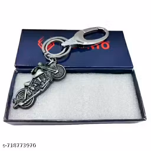 Trendy Grey Bike with B Hook Metal Keychain for Car Bike Ofiice (Pack-1)