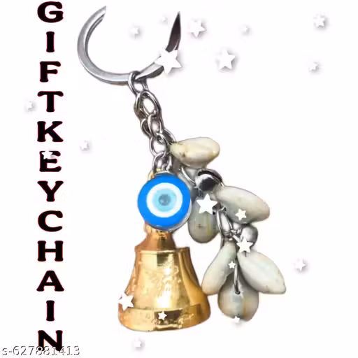 Gold Guardian Bell Keychain with Evil Eye & Koddi – Gold Finish Protection Bell, Lucky Spiritual Ghanti Keyring for Riders, Bike Keychain for Men & Women, Car Keys, Home Keys & Gifting Accessory