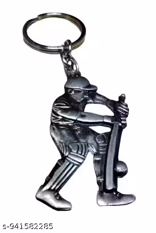 Pack Of 1 Game Of Cricket Bat Ball Batsman Defending ball Position Double Sided Beautiful Strong Metal keychain Key Chain For Honda Ktm Pulsar Bike Men Women Couples Gifting Keychain ( Any Color )