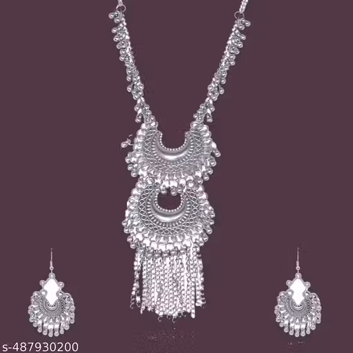 Mariyam Fashion's Premium Catalogue | Premium Catalog Oxidised Jewellery German Silver Jewellery Silver jewellery set::Silver necklace set::Oxidised Jewellery set::mirror oxidised jewellery::oxidised mirror jewellery set