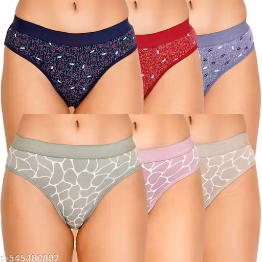 Pack of 6 pure cotton briefs for women and girls for every day use comfortable multicolor pantys