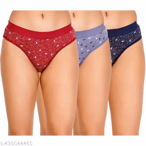 Panties /Pure Cotton Panty /Brief For Women Pack of 3 (Red, Purple, Blue)