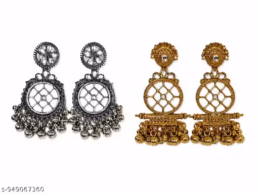 Combo Kundan Gold & Silver Plated Earrings for Women | Traditional Party Wear Earrings | Bridal Designer Earrings