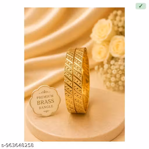 Gold Plated Brass Kangan for Women | Set of 2 Bangles | Premium Dot Design Kada | Traditional Ethnic Fashion Jewelry | Party Wear & Daily Wear