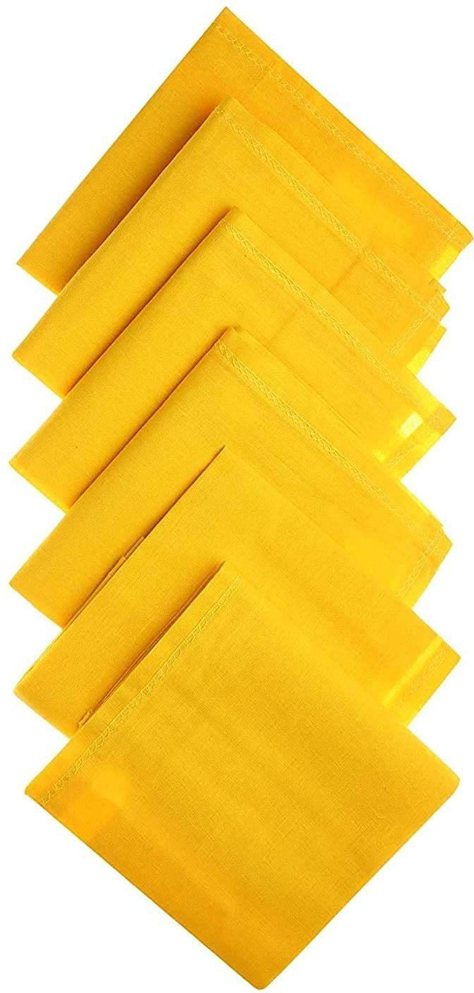Good Shopkeeper Yellow Pack of 6 Soft cotton Handkerchief 15inches x 15inches ["Yellow"] Handkerchief (Pack of 6)