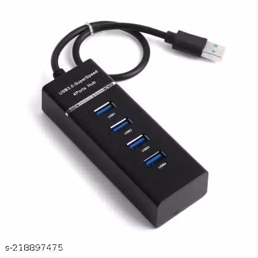 4 Port USB HUB SuperSpeed 3.0 Portable Mini-Hub "Parking Strip" - Bus Powered - For Pendrive, Mouse, Keyboards, Camera, Mobile, Tablet, PC, Laptop, TV Etc (Black)