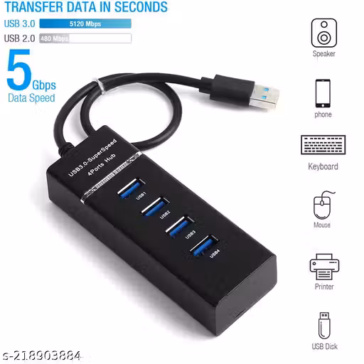 4 Port USB 3.0 HUB Multi High Speed Splitter Expansion