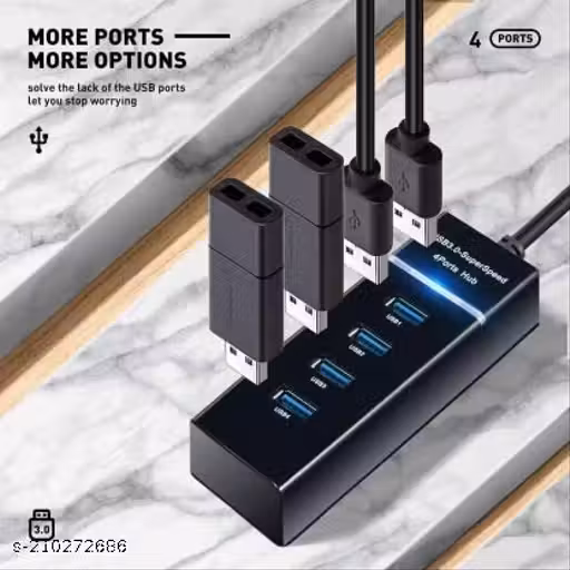 SKY 3.0 USB HUB 4 Port 3.0 USB HUB High-Speed Portable Mini-Hub 3.0 Super Speed Multiport Slim USB Hub 1 feet Cable Length Adapter and Led Indicator "Parking Strip"- Bus Powered- Compatible for Pendrive, Mouse, Keyboards, Camera, Mobile, Tablet, PC, Lapto
