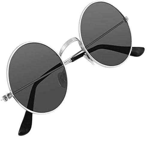 Round Metal Frame Sunglasses for Men & Women | Stylish Black UV Protection Retro Fashion Goggles
