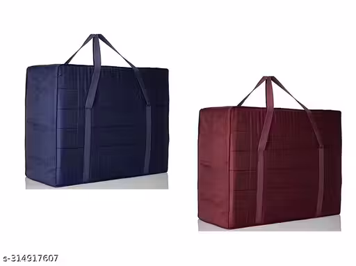 SIDHMART- Blanket Cover Clothing (Pack of 2) Double Bed Blanket Bag Cover/Saree Bag/Household Jumbo Under bed Storage Bag with Water Proof dust Proof with Zipper and Handle (Maroon & Navy Blue Color..