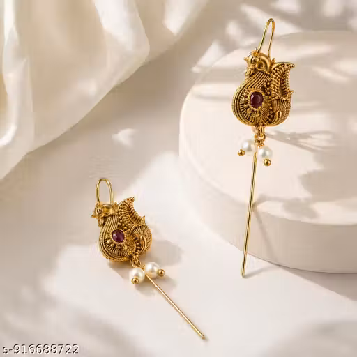 KIMAYA RED STONE PEACOCK EARRING