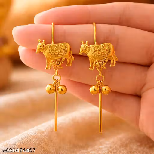 SIARA GOLD PLATED EARRING COW AND CALF