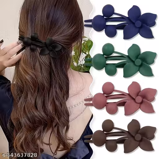 PACK OF 3 New Design Hairegrips Hot Sale Flower Clips Hair Claw For Women Sweet Solid Color Plastic Ponytail Duckbill Hair Clips For Girls & Women