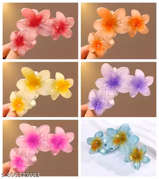 Pack of 3 Triple plumeria flower hair claw clip flower hair accessories for women teen girls