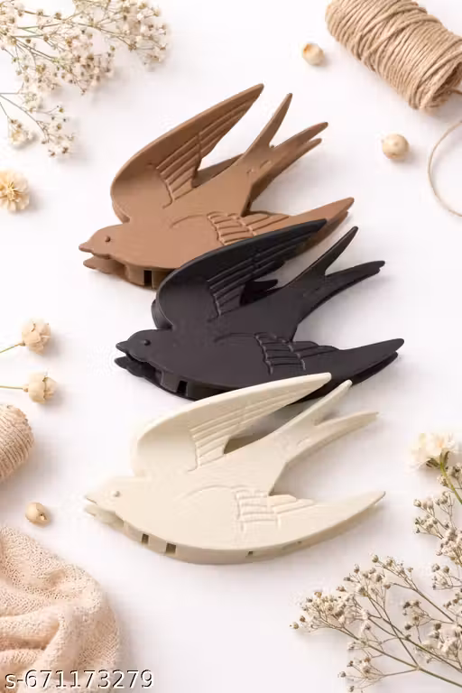 Elegant Bird-Shaped Hair Clips – Set of 3 Matte Colors