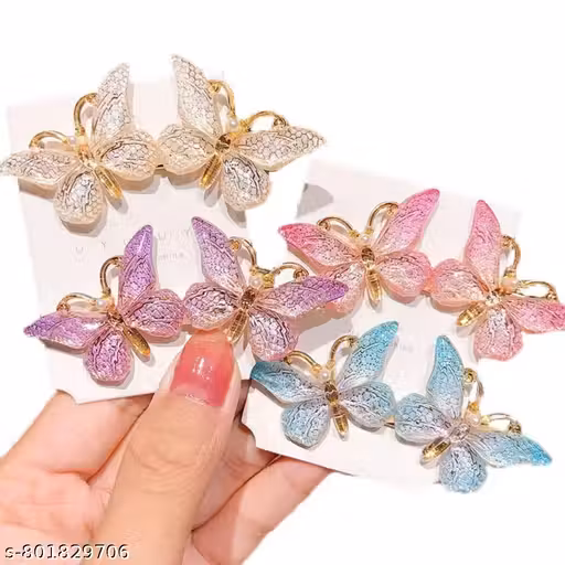 PACK OF 4 Girls Cute Colorful Butterfly Hairpins,Beautiful Hair Ornament Barrettes Hair Clips Multicolor color