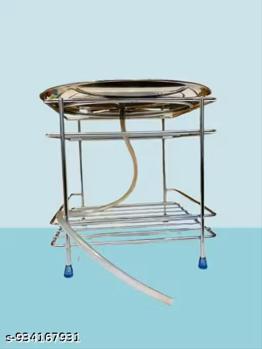 AquaStream Stainless Steel 2-Tier Kitchen Organizer with Self-Draining Tray | Multipurpose Countertop Storage Rack for Cups & Spices | Rust-Proof Modern Kitchen Stand