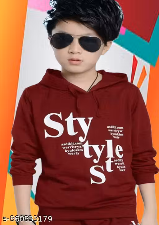 KIDS HOODED NECK FULL SLEEVES PRINTED REGULAR FITTED COTTON T-SHIRT