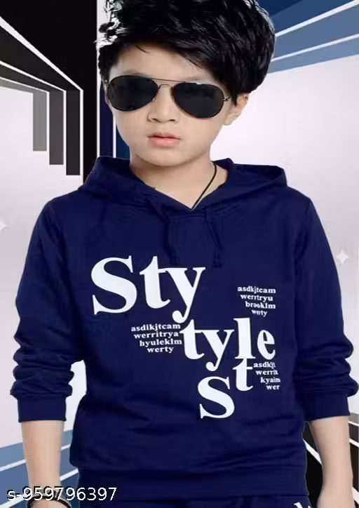 KIDS HOODED NECK FULL SLEEVES PRINTED REGULAR FITTED COTTON T-SHIRT