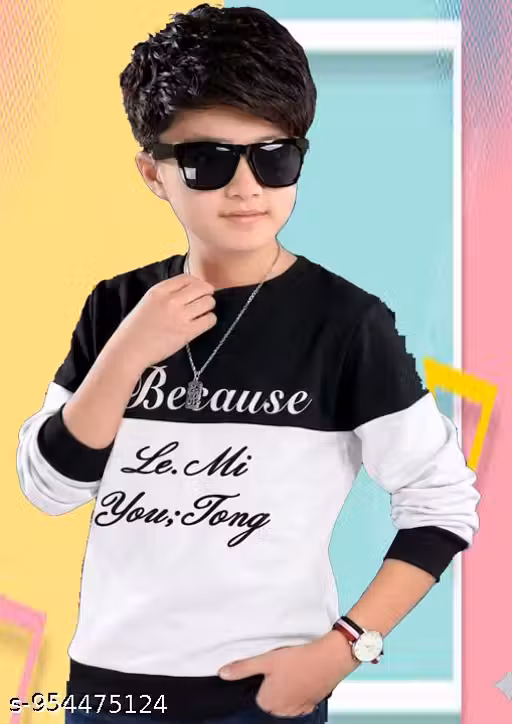 KIDS ROUND NECK FULL SLEEVES PRINTED REGULAR FITTED COTTON T-SHIRT