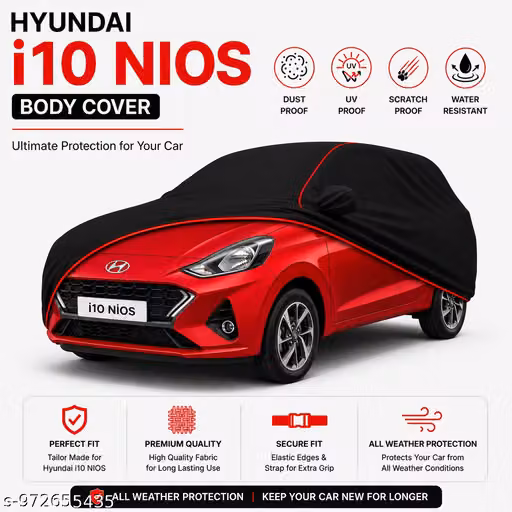 Hyundai Grand i10 NIOS Car Body Cover | Premium Black Water Resistant Dustproof UV Protection Full Car Cover