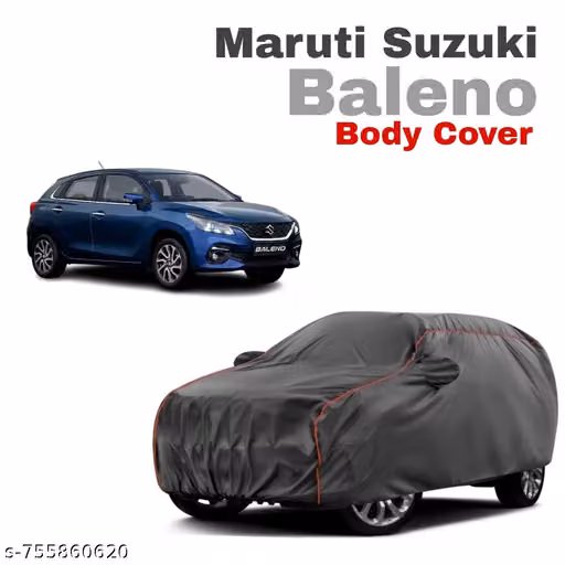 Baleno Car Cover by THE YUGVERSE | Waterproof Dustproof UV Protection | Custom Fit Black Body Cover with Mirror Pocket & Belt | Suitable for All Maruti Suzuki Baleno Variants