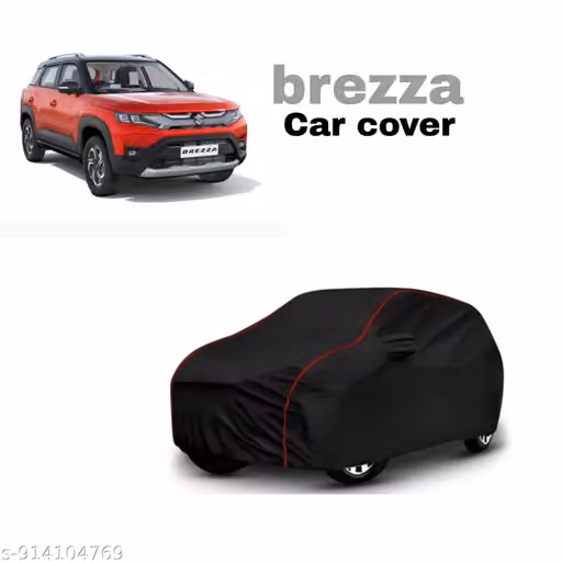 Waterproof Car Cover for Maruti Suzuki Vitara Brezza - Dust & UV Proof with Mirror Pocket and Soft Cotton Lining, Bottom Elastic & Triple Stitched with Stylish Aqua Piping - black
