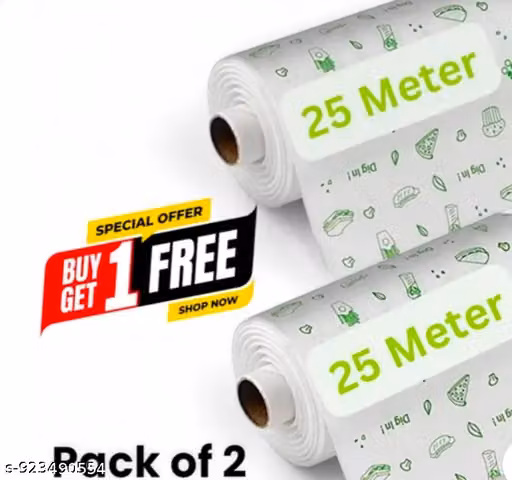 Butter Paper Roll 25 Meter (Pack of 2) | Buy 1 Get 1 Free | Non-Stick Baking & Food Wrapping Paper