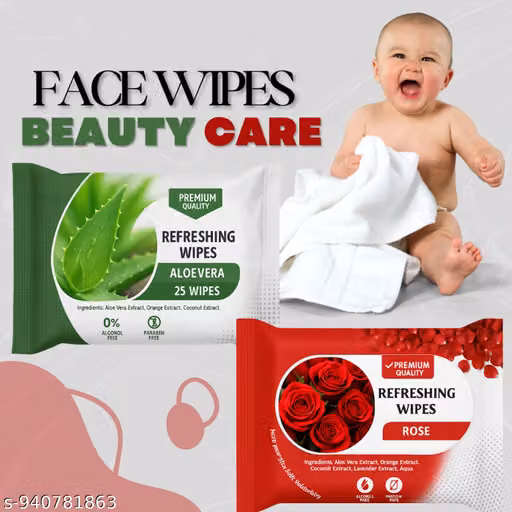 GlowFresh Aloe Vera & Rose Facial Wet Wipes Combo Pack (Pack of 2) | Deep Cleansing & Refreshing Skin Care Wipes