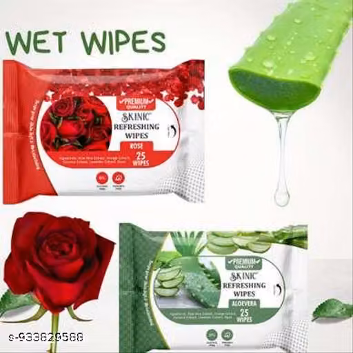 Rose & Aloe Vera Wet Wipes Combo Pack | Soft Facial Cleansing Tissue | Refreshing & Moisturizing Skin Care Wipes (Pack of 2)