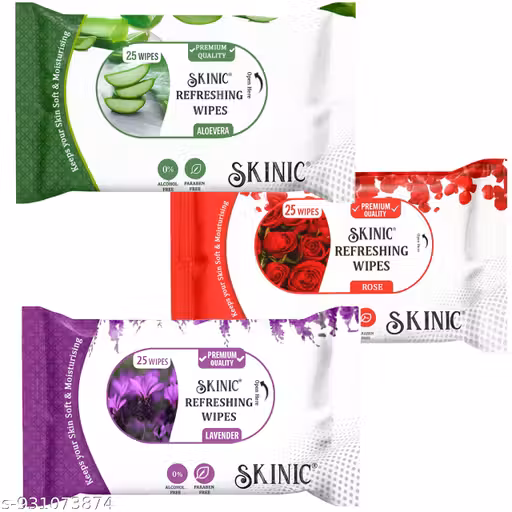 Rose, Sandal & Aloe Vera Face Wipes Combo Pack (Pack of 3) | Refreshing & Gentle Skin Cleansing Wipes | For All Skin Types