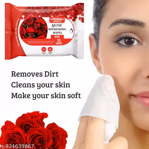 Rose Fresh Face Wipes – Deep Cleansing & Skin Refresh (25 Pulls)