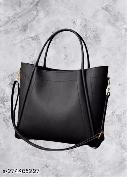 Black New Women's Bags Large Capacity Tote Handbags Solid PU Leather Shoulder Bag