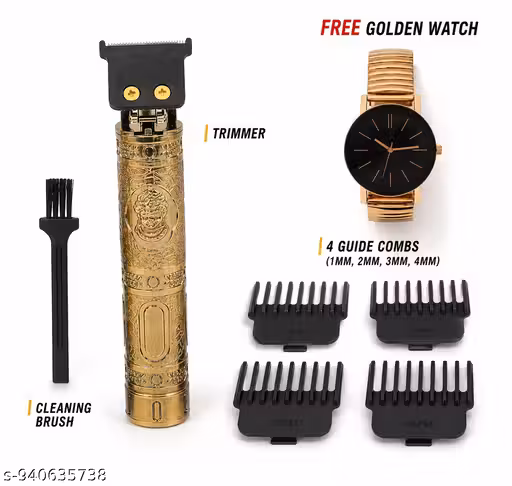 Stylish Golden Trimmer + Golden Watch