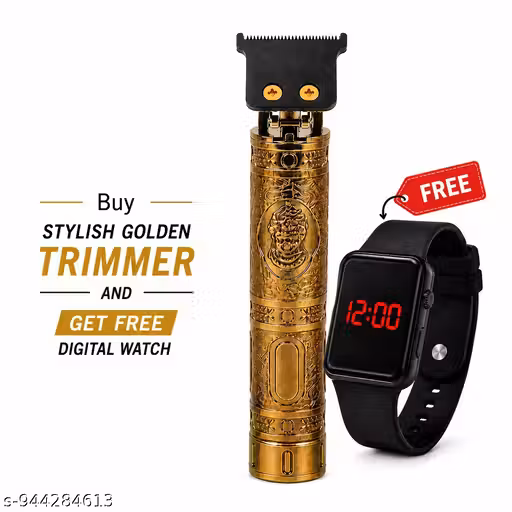 Stylish Golden Trimmer With Free Digital Watch