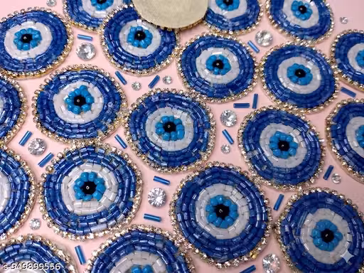Pack of 10 Stylish Handmade Evil Eye Applique Patch for Dresses & Handbags