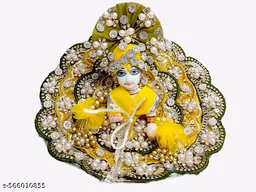 Festive Poshak for Laddu Gopal Ji Size 5 | Fancy Krishna Ji Dress with Mukut & Patka | Designer Bal Gopal Vastra for Janmashtami, Diwali, Holi & Daily Puja