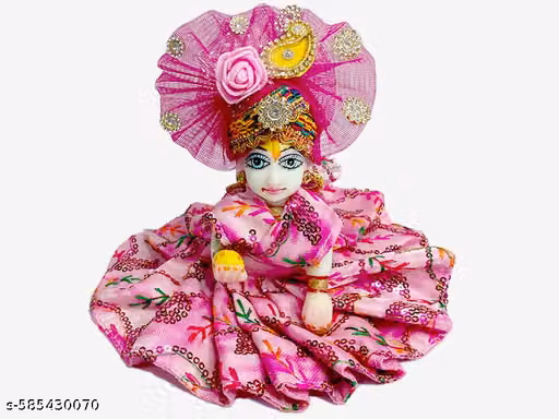 Washable Pink Sequined Laddu Gopal Ji Poshak – Size 3 Designer Krishna Ji, Gopal Ji, Kanha Ji, Laddu Gopal Ji Dress with Matching Pagdi for Ganesh Chaturthi, Radhashtami, Navratri, Diwali Poshak Set