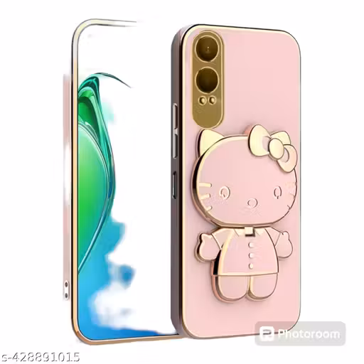 Star Creature Back Cases and Covers Compatible for 'Oneplus' 'Nord' CE 4 Lite Kitty Mirror Back Cover Case with Stand and Mirror | Anti-Slip | Folding Stand (pink)