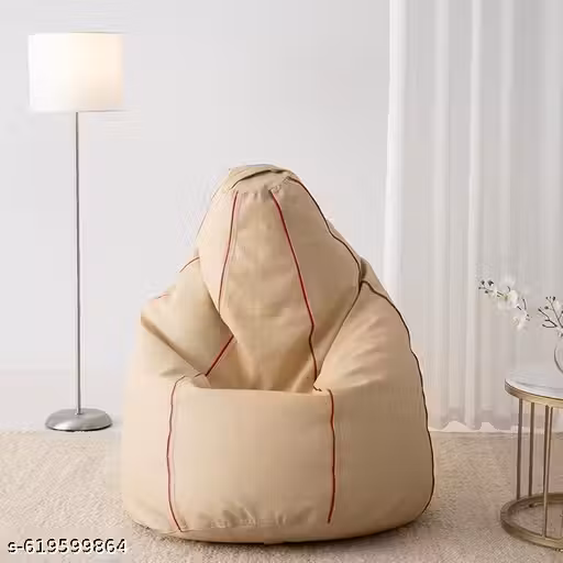 XIEANS Classic 4XL Bean Bag | Faux Leather Teardrop Bean Bag cover for Adults & Teens | Home, Bedroom, Living Room, Office CREAM PIPING RED only cover without beans
