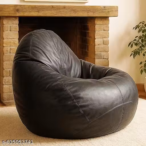 XIEANS Bean Bag Cover XXXL Teardrop Shape in BLACK Faux Leather, Premium Without Beans, Stillo, Durable & Stylish Only Cover for Adults & Teens only cover without beans