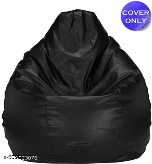 Premium leatherette bean bag cover, Luxury bean bag cover, Stylish teardrop bean bag[XXL BLACK]