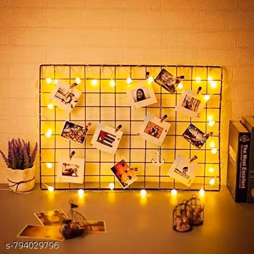 Wall Hanging Photo Collage Grid Black 65x45 cm with Clips